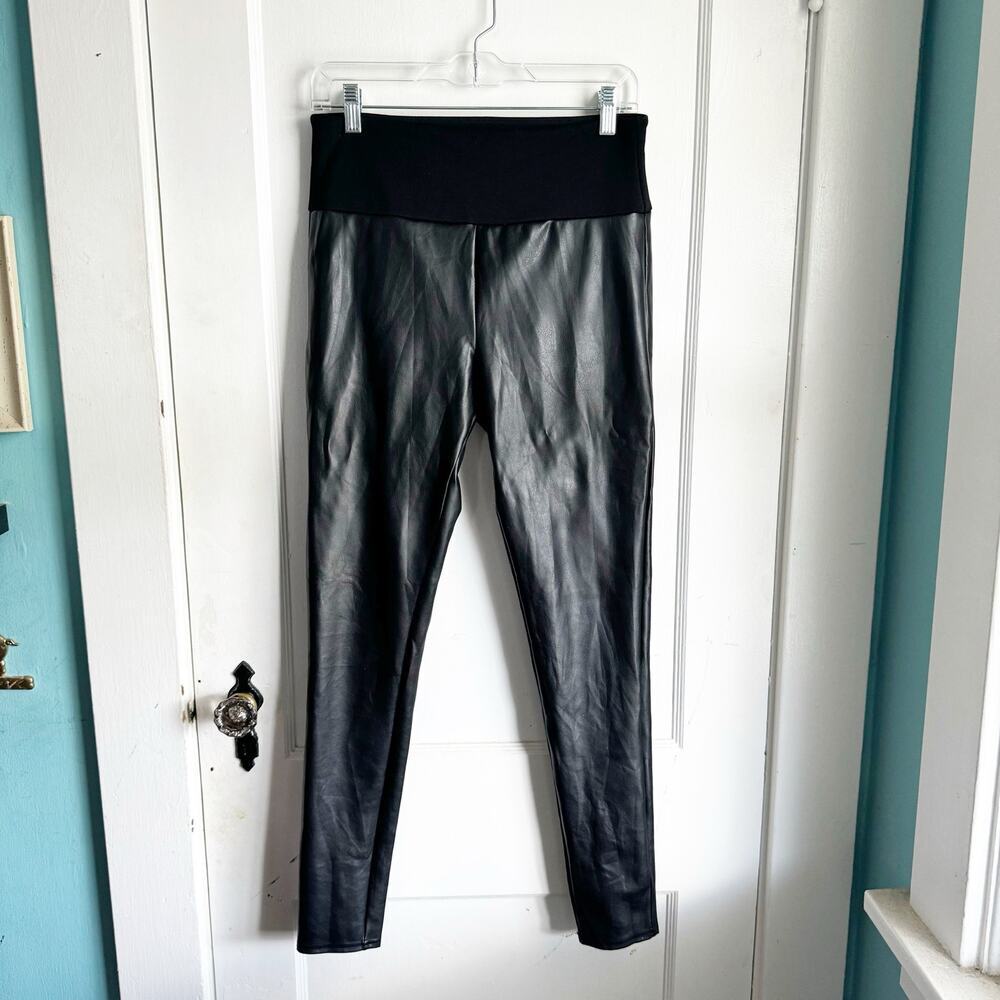 Assets by SPANX All Over Faux Leather Shaping Slimming Smoothing Leggings Size L